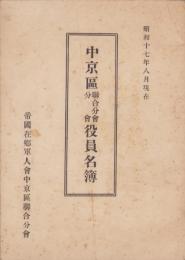 中京区聯合分会・分会役員名簿　-昭和17年8月現在-(京都市）