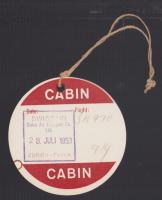(手荷物タグ）スイス航空　手荷物タグ　-昭和28年-　Swissair　Cabin(スイス）