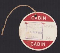 (手荷物タグ）スイス航空　手荷物タグ　-昭和28年-　Swissair　Cabin(スイス）
