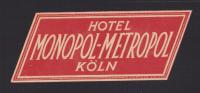 (外国ホテル・タグ）ホテル　モノポール・メトロホール　Hotel Monopol-Metropol(フランス）