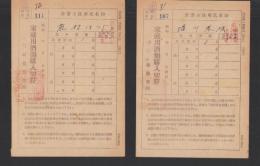 家庭用酒類購入切符　-昭和23年-　2部一括（長野県岩村田税務署）