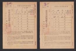 家庭用酒類購入切符　-昭和23年-　2部一括（長野県岩村田税務署）