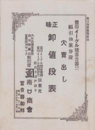 (蓄音器パンフレット）鷲印イーグル号蓄音器　-正味　卸値段表-　昭和3年（奈良県・南口商会)