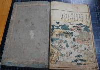 絵本江戸桜　上巻　ー洲先弁才天社、富賀岡八幡宮、角田川木母寺、千葉山秋庭社、亀戸戸天満宮、木所五百羅漢、雑司谷法明寺、目白台不動堂