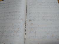 箏曲楽譜　小曲第2集「万歳」　大判手書楽譜　中原淳一画貼込紅色表紙