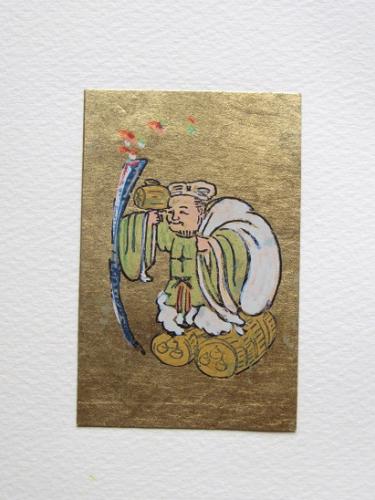 高山辰雄画稿「画稿6」 彩色 和紙 印 11.7×16.2