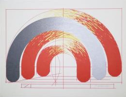 原健版画　（リトグラフ）　「STROKES　74-3」