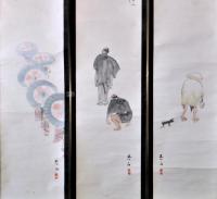 野村胡堂・土師清二・長谷川伸　画・稲田吾山　「雪・月・花」三幅対