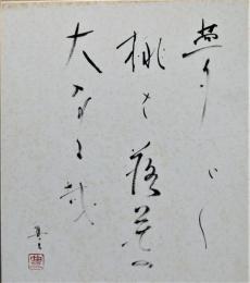 松崎豊色紙　「夢つゞく桃は落葉の大なる哉」