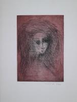 織田廣喜銅版画「森の中の少女」