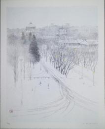田渕俊夫オリジナルリトグラフ1995　「旅の窓から」Ⅷ‐Ⅳ　「黎明」