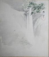 渡辺杏堂小色紙　五葉　「養老の瀧」「北野天満宮」「紅葉」「吉野花雲」『仁和寺雪景」裏面に題入