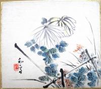 瀧和亭小色紙　三枚　「梅」「松」「菊」