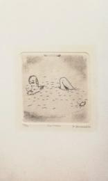 山本容子サイン入り版画「Swimmer」