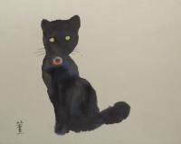 山口薫　『黒猫』　水彩画　F8号