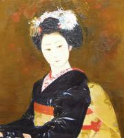 鬼頭鍋三郎　『美妓舞姿』　油絵M6号