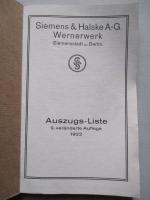 AUSZUGS-LISTE SIEMENS&HALSKE A・G WERNERWERK