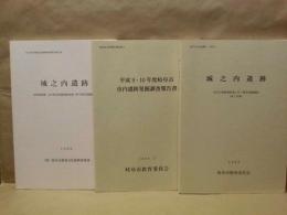 ［3点］ 城之内遺跡　－北町堀田線・宮口町高見線街路事業に伴う緊急発掘調査－、平成9・10年度岐阜市市内遺跡発掘調査報告書、城之内遺跡　－長良公園整備事業に伴う緊急発掘調査－第1分冊（縄文時代～中世）