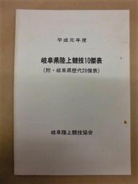 平成元年度 岐阜県陸上競技10傑表　（附・岐阜県歴代20傑表）