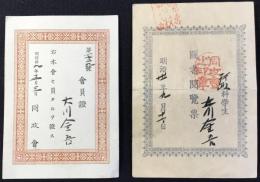 東京専門学校図書室閲覧票及び同攻会会員証
