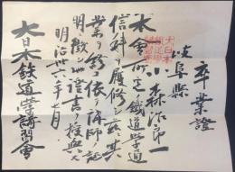 大日本鉄道学講習会　卒業證
