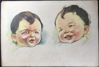 岡本帰一作　仮題『キャンプ』裏面『赤ちゃん泣き笑い』