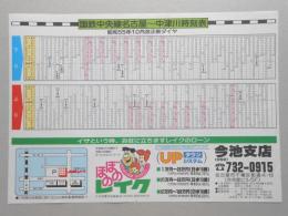 【新聞折込広告】国鉄中央線名古屋～中津川時刻表　昭和55年10月改正ダイヤ