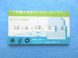 名鉄百貨店内にあった体重計で測定した時に機械から出てくる記録キップ