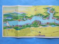 〈鳥瞰図〉木曽川下り　恵那峡の舟遊