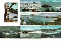 （レトロ絵葉書）「原色版 国立公園 鳴門名所」絵葉書8枚 タトウ付 タトウに鳴門観潮時刻表収録