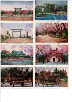 （レトロ絵葉書）靖国神社神苑 絵葉書10枚袋付き 靖国神社遊就館スタンプ