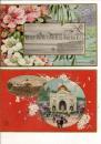 （レトロ絵葉書）「東京勧業博覧会第壱号館」「不忍池畔之外国館」絵葉書2枚 いずれも通信面に「明治四十年東京勧業博覧会」スタンプ エンボス加工