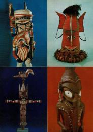 （レトロ絵葉書）世界民族美術展 4枚と袋（B)