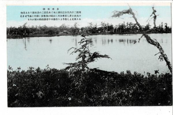 樺太絵葉書3枚（半田沢の国境標/多来加湖/海豹島の一部） 戦前