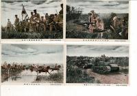 高級二色版印刷 陸軍特別大演習実況 戦前絵葉書8枚と袋