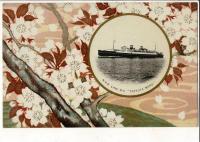 日本郵船(N.Y.K. line) 花枠ポストカード3枚 TAIYO MARU（大洋丸）、HIYE MARU（日枝丸）、 TATUTA MARU（龍田丸） 英語 戦前絵葉書