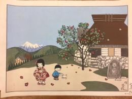 谷内六郎オリジナル版画　椿　肉筆サイン