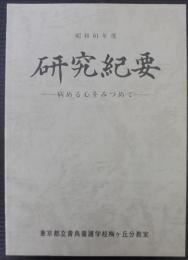 研究紀要　病める心をみつめて　　昭和61年度