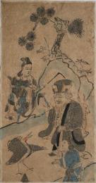 (版画)西王母と仙人