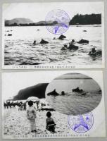 日本八景(日本ライン)　モノクロ絵葉書8枚　犬山城下於木曽川水馬演習/犬山城下於木曽川輜重兵及騎兵水馬演習/木曽川犬山橋ヲ経テ白帝城ヲ望ム橋上騎兵前進/犬山城下於木曽川工兵水雷ノ壮観/犬山城下於木曽川歩工輜連合演習敵前渡河ト鉄舟車載ノ輜重兵/犬山対岸各務ヶ原飛行第一第二連隊/犬山城下於木曽川工兵架橋演習/工兵漕舟演習城山下ヨリ犬山橋ヲ経テ白帝城ヲ望ム