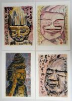 上田桑鳩　八枚組額絵「圓空佛」（多色印刷）