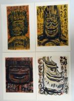 上田桑鳩　八枚組額絵「圓空佛」（多色印刷）