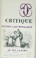 CRITIQUE  LITTERATURES POPULAIRES