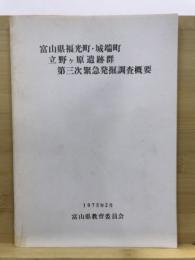 富山県福光町・城端町立野ヶ原遺跡群 : 第三次緊急発掘調査概要