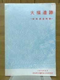 大福遺跡 : 発掘調査概要