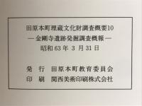 金剛寺遺跡発掘調査概報