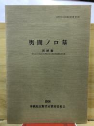 奥間ノロ墓 : 図録編 : 一般国道58号牧港立体事業に係る緊急発掘調査報告書