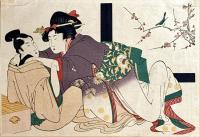 歌麿画　小町びき梅に鶯口説の図