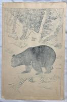 笠松紫浪木版画　【熊】