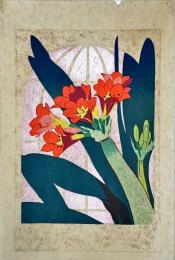 徳力富吉郎木版画　らん：花尽の内